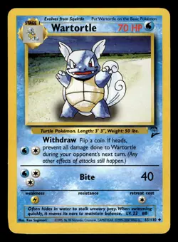 Wartortle 63/130 Uncommon Base Set 2 Pokemon Card - 3 - Image 1