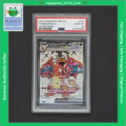 PSA 10 Glurak Ex Charizard Pokemon Karte TCG 215/197 Ultra Rare Obsidian /T76 - Image 1