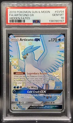 Pokemon TCG PSA 10 Shiny Articuno GX Full Art Holo Hidden Fates SV54/SV94 - Image 1