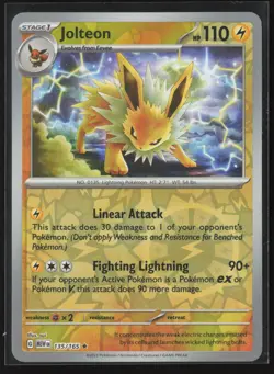 Jolteon Rare SV: Scarlet & Violet 151 135/165 NM Pokemon Card Reverse Holo - Image 1