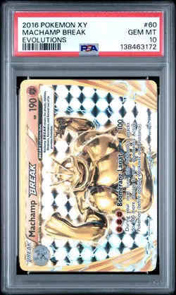 2016 POKEMON XY EVOLUTIONS #60 MACHAMP BREAK PSA 10 - Image 1