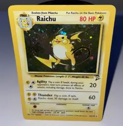 Pokemon TCG Raichu 16/130 Holo Rare Unlimited W/SWIRL Base Set 2 1999 MP/HP WOTC - Image 1