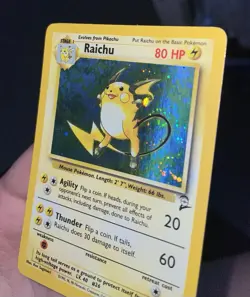 Pokemon TCG Raichu 16/130 Holo Rare Unlimited W/SWIRL Base Set 2 1999 MP/HP WOTC - Image 2