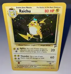 Pokemon TCG Raichu 16/130 Holo Rare Unlimited W/SWIRL Base Set 2 1999 MP/HP WOTC - Image 3