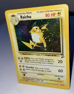Pokemon TCG Raichu 16/130 Holo Rare Unlimited W/SWIRL Base Set 2 1999 MP/HP WOTC - Image 4