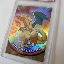 1999 Topps Pokemon TV #6 Charizard Foil Black Logo PSA 8 - Image 3