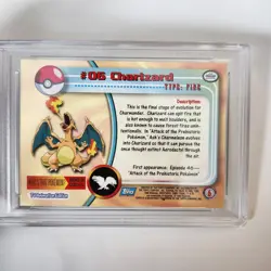 1999 Topps Pokemon TV #6 Charizard Foil Black Logo PSA 8 - Image 5