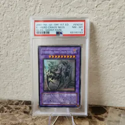 YUGIOH 1ST Edition GLAS-EN036 ELEMENTAL HERO CHAOS NEOS GHOST RARE PSA 8 NM-MT - Image 1