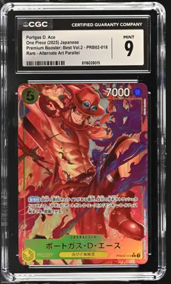Portgas D. Ace #PRB02-018 Japanese One Piece Premium PRB-02 CGC 9 Mint A3 - Image 1