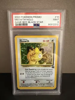 Pokemon 2000 Promo Black Star Game Boy #10 Meowth-Holo Card PSA 9 - Image 1