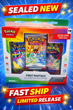 Pokemon First Partner Illustration Collection Series 1 Sealed NEW Jumbo Cards - Image 1