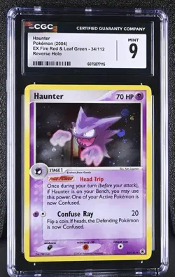 CGC 9 MINT Haunter EX Fire Red & Leaf Green 34/112 Reverse Holo Pokemon Card - Image 1