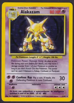 Pokemon Alakazam 1/102 Holo Base Set - Image 1