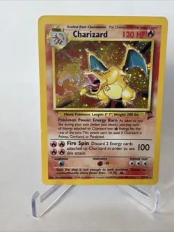 Pokemon Charizard 4/130 Base Set 2 Holo MP w/Holo Swirl - Image 1