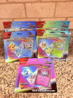 5 Pokemon TCG Prismatic Evolutions Tech Sticker Collection Set (Lot Of 5) SEALED - Image 1