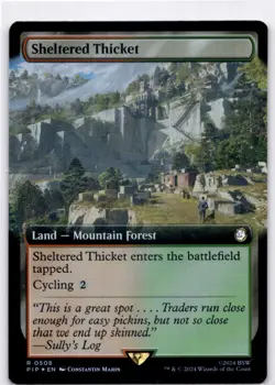 MTG Sheltered Thicket (Extended Art) Foil NM Universes Beyond: Fallout R Magic 5 - Image 1