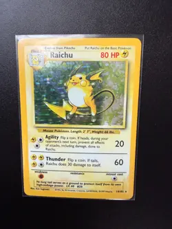 Raichu - 14/102 - Pokemon Base Set Unlimited Holo Rare Card WOTC MP/HP Card 14/1 - Image 2
