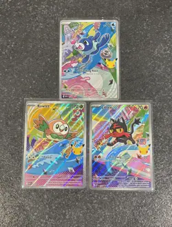 Pokemon Mega Evolution MEP 043 Rowlet 044 Litten 045 Popplio - Black Star Promo - Image 1
