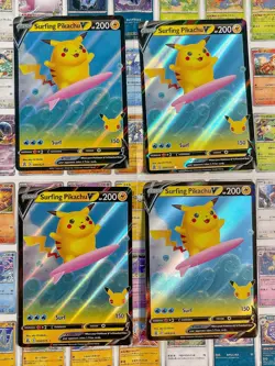 Pokemon TCG Surfing Pikachu V Celebrations 008/025 Holo Ultra Rare - Image 1