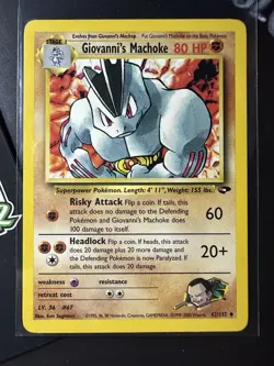 Giovanni's Machoke 42/132, Gym Challenge, Pokemon TCG, WOTC, 2000, Uncommon, NM - Image 1
