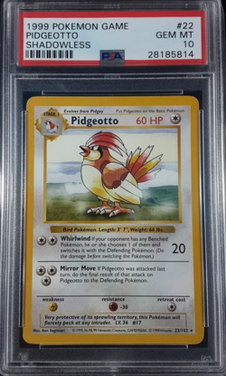 Pokemon Pidgeotto (POP: 146) Shadowless PSA 10 Base Set 22/102 Vintage 1999 - Image 1