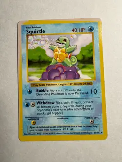 Pokemon Squirtle Basic 63/102 non holo pre-owned - Image 1