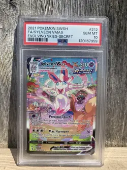 Pokemon TCG Sylveon Vmax PSA 10! Evolving Skies 212/203 Secret Rare - Image 1