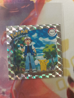 1999 Pokemon Pikachu and Ash Prism Holo Pr11 Artbox Sticker Lightly Played - Image 1