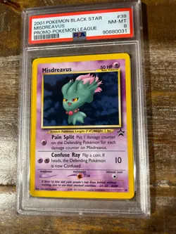 POKEMON 2001 Promo MISDREAVUS Black Star Pokemon League #39 PSA 8 RARE - Image 1
