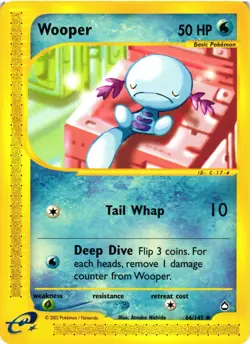 Pokemon TCG Wooper Aquapolis Reverse Holo 66/147 Uncommon VLP - Image 1