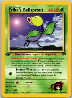 Erika's Bellsprout Uncommon Gym Challenge 1st Edition 038/132 Pokemon Card LP - Image 1