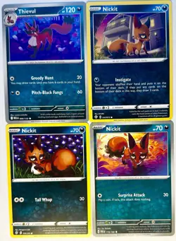 Pokemon TCG Nickit & Thievul Lot 4 Common Regular NM Cards - Image 1
