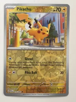 Pokemon TCG Pikachu - 018/091 - Paldean Fates Cosmos Reverse Holo Rare Card - Image 1