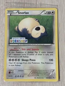 2014 Pokemon Build-A-Bear Workshop Snorlax Promo 80/106 Sealed TCG Card - Image 1