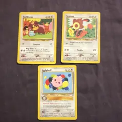 Vintage 2001 Pokemon TCG Neo Discovery 3 Card Lot Teddiursa Sentret Igglybuff - Image 1