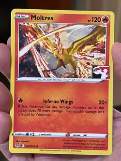 POKEMON MOLTRES 021/172 RARE (NON HOLO) PRIZE PACK PLAY! BRILLIANT STARS LP CARD - Image 1