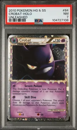 Pokemon TCG 2010 HG&SS Unleashed Crobat Prime 84/95 Holo - PSA 7 - Image 2