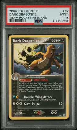 Team Rocket Returns Dark Dragonite 15/109 Pokemon Non-holo PSA 9 (pop 188) - Image 1