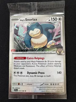 Pokemon TCG: Hop’s Snorlax - 117/159 EB Games Stamped Promo - US SELLER - SEALED - Image 1