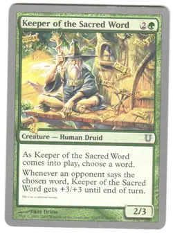 Magic_the_gathering Unhinged Keeper of the Sacred Word #101 2004,MTG,LP Common - Image 1