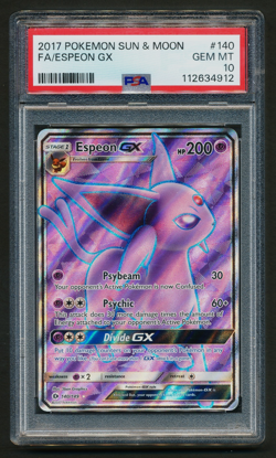 Espeon GX 140/149 Full Art Ultra Rare Pokemon 2017 Sun & Moon PSA 10 GEM MINT - Image 1
