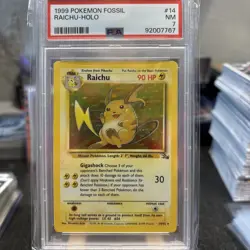 Pokemon TCG Raichu Fossil Holo Card 14/62 Unlimited Holo Rare Psa7! - Image 1