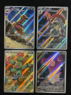 Pokemon Black Bolt 4 Foil Card Lot: Krokorok, Escavalier, Maractus, Munna - Image 1