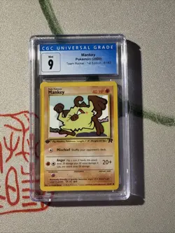 2000 Pokemon Team Rocket 1ST EDITION MANKEY 61/82 CGC 9 Mint - Image 1