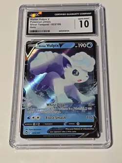ALOLAN VULPIX V 2022 POKEMON SILVER TEMPEST ULTRA RARE 033/195 CGC 10 - Image 1