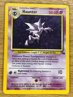 1999 Pokemon Haunter Unlimited Holo Rare Fossil Set #6/62 WOTC LP - Image 1