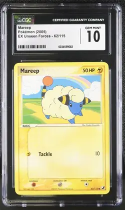 2005 Mareep 62/115 Pokemon EX Unseen Forces Regular CGC 10 - Image 1