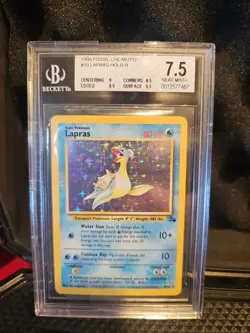 1999 Pokemon Fossil Unlimited Lapras Holo Rare BGS 7.5 - Image 1