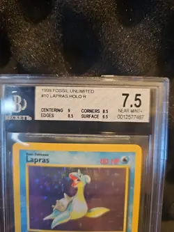 1999 Pokemon Fossil Unlimited Lapras Holo Rare BGS 7.5 - Image 2