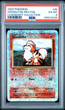 PSA 6 Pokemon TCG Legendary Collection Growlithe Reverse Fireworks Holo 45/110 - Image 1